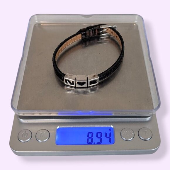 Ferrante Italian Black Leather & Sterling Silver Bracelet & Sliding Charms - Picture 7 of 7